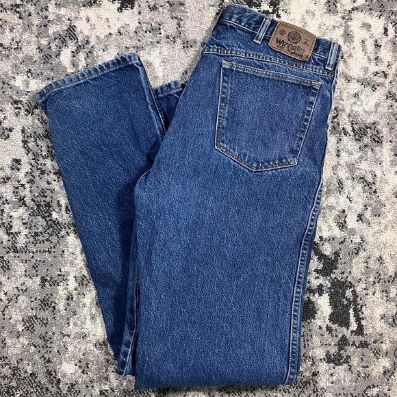 Vintage 90s‎ Wrangler Medium Wash Star Patch Denim Jeans - Picture 1 of 8